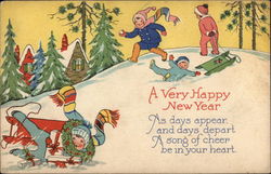 Children playing in the snow Postcard