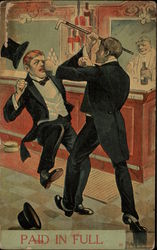 Two Men in Tuxedos Fighting in a Bar Postcard