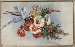 Bouquet of White and Pink Flowers Tied with Ribbon Postcard