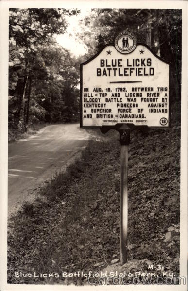 Sign at Entrance to Blue Licks Battlefield State Park Carlisle Kentucky
