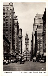South Broad Street Towards City Hall Postcard