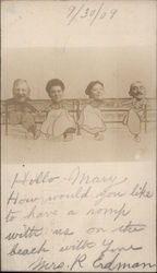 Photo Booth Picture of Two Couples, Boardwalk Postcard