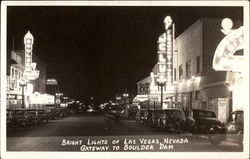 Bright Lights of Las Vegas, Nevada, Gateway to Boulder Dam Postcard