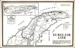 Map of Isle Royale, Ke-Wee-Naw Land Michigan Postcard Postcard