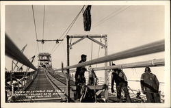 View of Catwalk and Cable Spinning, Golden Gate Bridge Postcard