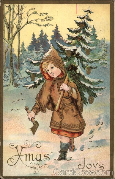 Xmas Joys - Child with Christmas Trees Children