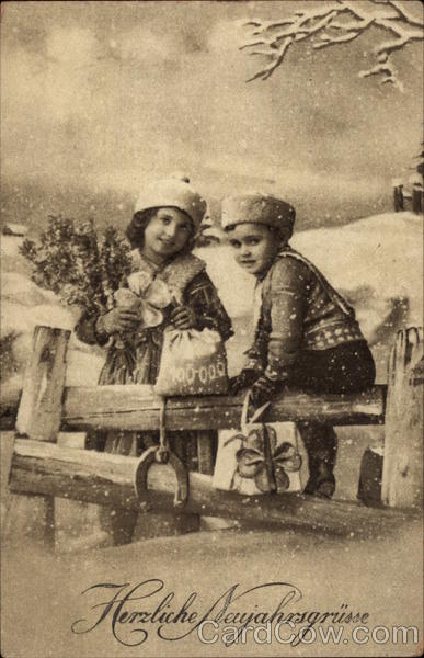 Two CHildren on a Snowy Fence