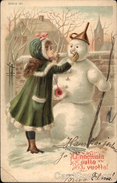 Christmas - Girl with Snowman Snowmen