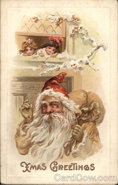 Children Looking out the Window at Santa