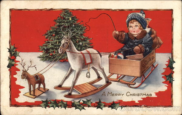 A Merry Christmas - Child with Sled Children