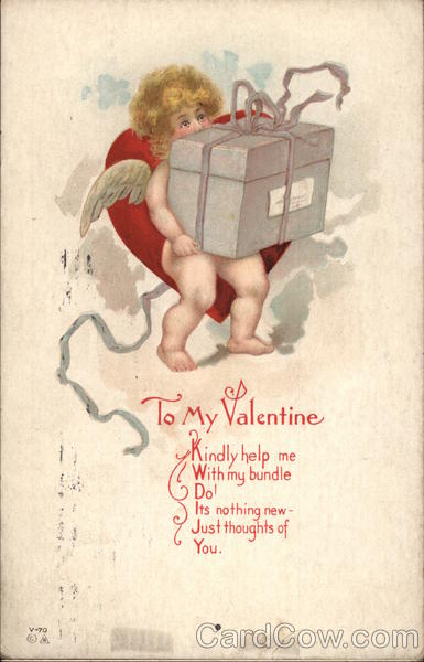 Cupid carrying a gift