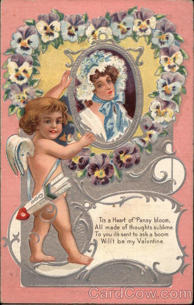 Tis a heart of Pansy bloom Cupid