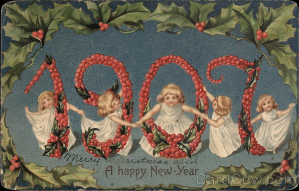 Angels Dancing around the year 1907 made of Holly Berries