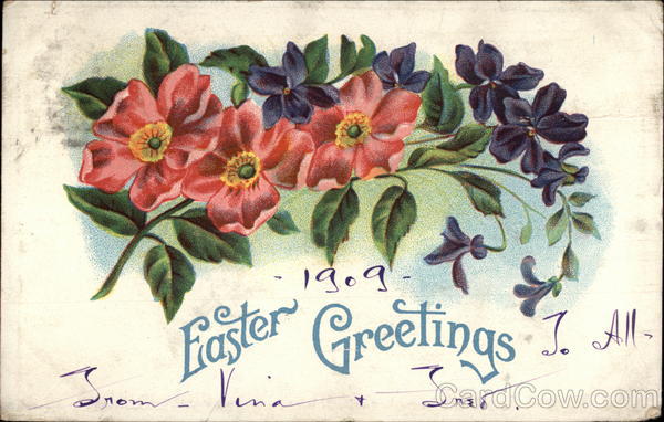 Sprig of Pink and Purple Flowers