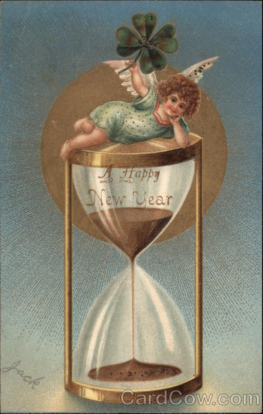 A Happy New Year - Angel with Hourglass Angels & Cherubs