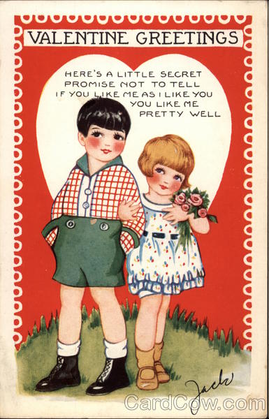 Boy in Plaid Shirt with Girl in White dress and Flowers