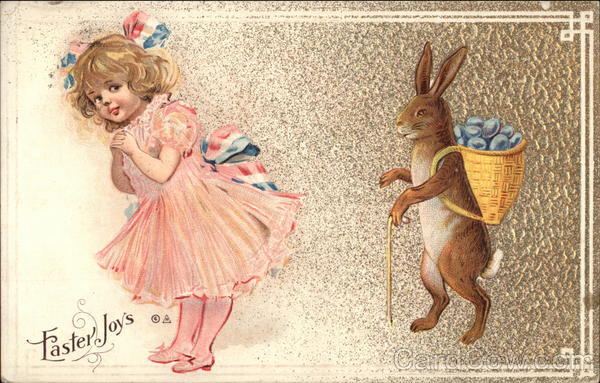 Easter Joys - Girl with Rabbit With Children