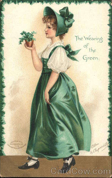 The Wearing of the Green - Woman in Green Dress Irish