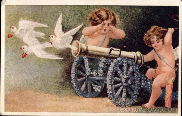 Cherubs with Doves and Cannon Cupid