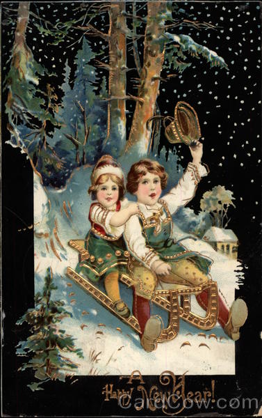 Two Children on A Toboggan