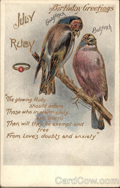 July - Ruby, Goldfinch, Bullfinch Birthday