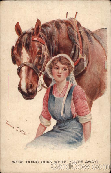 Woman with Plough Horse Florence E. Valter World War I