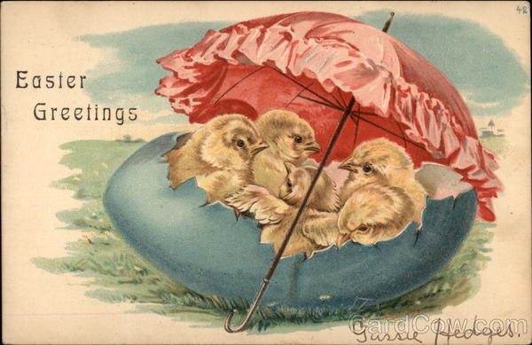 Easter Greetings With Chicks