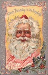 A Merry Xmas Day To Old Friends All - Santa Claus Postcard