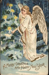 Angel & Christmas Tree Angels Postcard Postcard