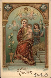 A Merry Christmas - Mary and Jesus with Angels A Merry Christmas - Mary and Jesus with Angels
