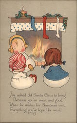 Children in Front of a Home Fire Postcard