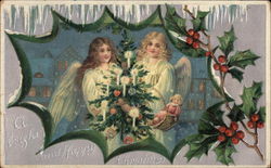 A Bright and Happy Christmas Angels Postcard Postcard