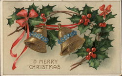 Two Bells and Sprigs of Holly Postcard