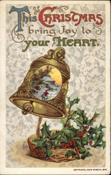 Christmas Bell and Holly Postcard