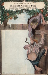 One Boy Helps Another Over a Fence Postcard