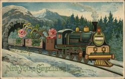 Train with Cargo of Flowers and Lucky Horseshoes Postcard