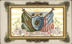 A.O.H. Shield and Flags Postcard