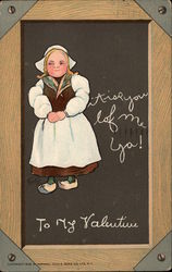 Dutch Girl Sends a Valentine Wish Postcard