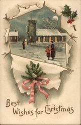 Best Wishes for Christmas - Church Scene Postcard Postcard