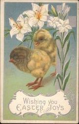 Wishing You Easter Joys - Chicks with Lilies Postcard