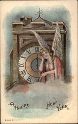 Angel Sitting by a Clock Tower Postcard