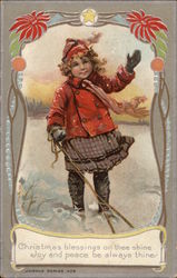 Christmas blessings on thee shine Postcard