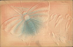 Embossed Butterfly with blue and pink shading Postcard