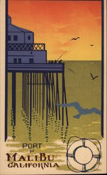 Port of Malibu - Original Serigraph California Postcard Postcard