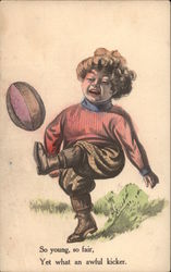 Girl Kicking a Football Postcard