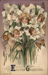 Bouquet of Lilies with Womens' Faces Postcard