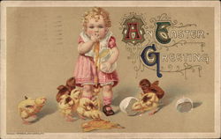 An Easter Greeting With Children Postcard Postcard