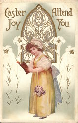 Little Girl Holds a Songbook Postcard