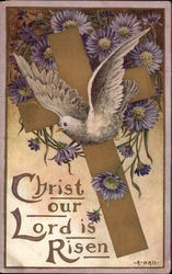 Easter - Christ our Lord is Risen - Cross and Dove Crosses Postcard Postcard