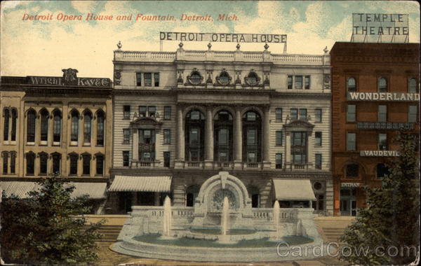 Detroit Opera House and Fountain Michigan